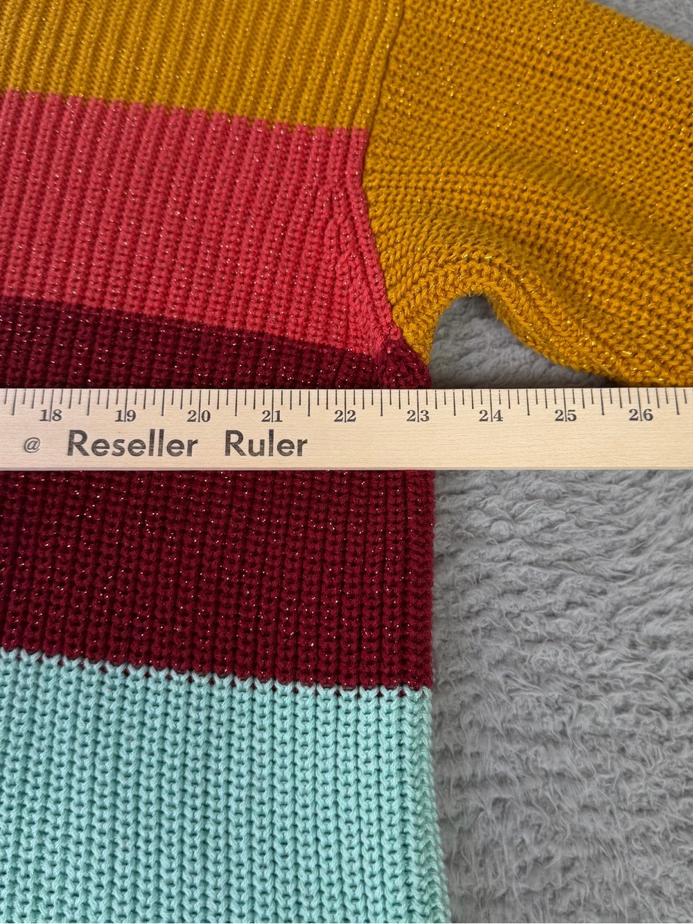 Farm Rio Boldly Striped Sweater Dress Womens XS Multi Turtleneck Metallic Knit - Picture 6 of 10